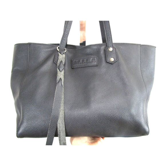 M.I.L.A Los Angeles Large Black Pebbled Leather Luxury Shoulder Tote Handbag - Picture 8 of 12